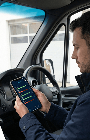 Logistics team optimizing processes with technology